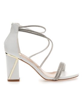 Sandali bianchi con tacco e strass 237 36