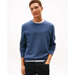 Jersey de hombre liso de algodón con cuello redondo
