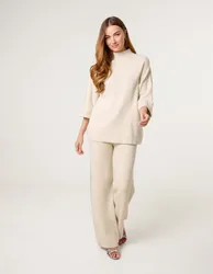 Square High Neck Rhinestone Jumper - L/XL / STONE - female