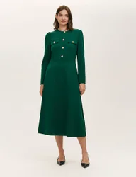 Jersey Midi Waisted Dress Green female