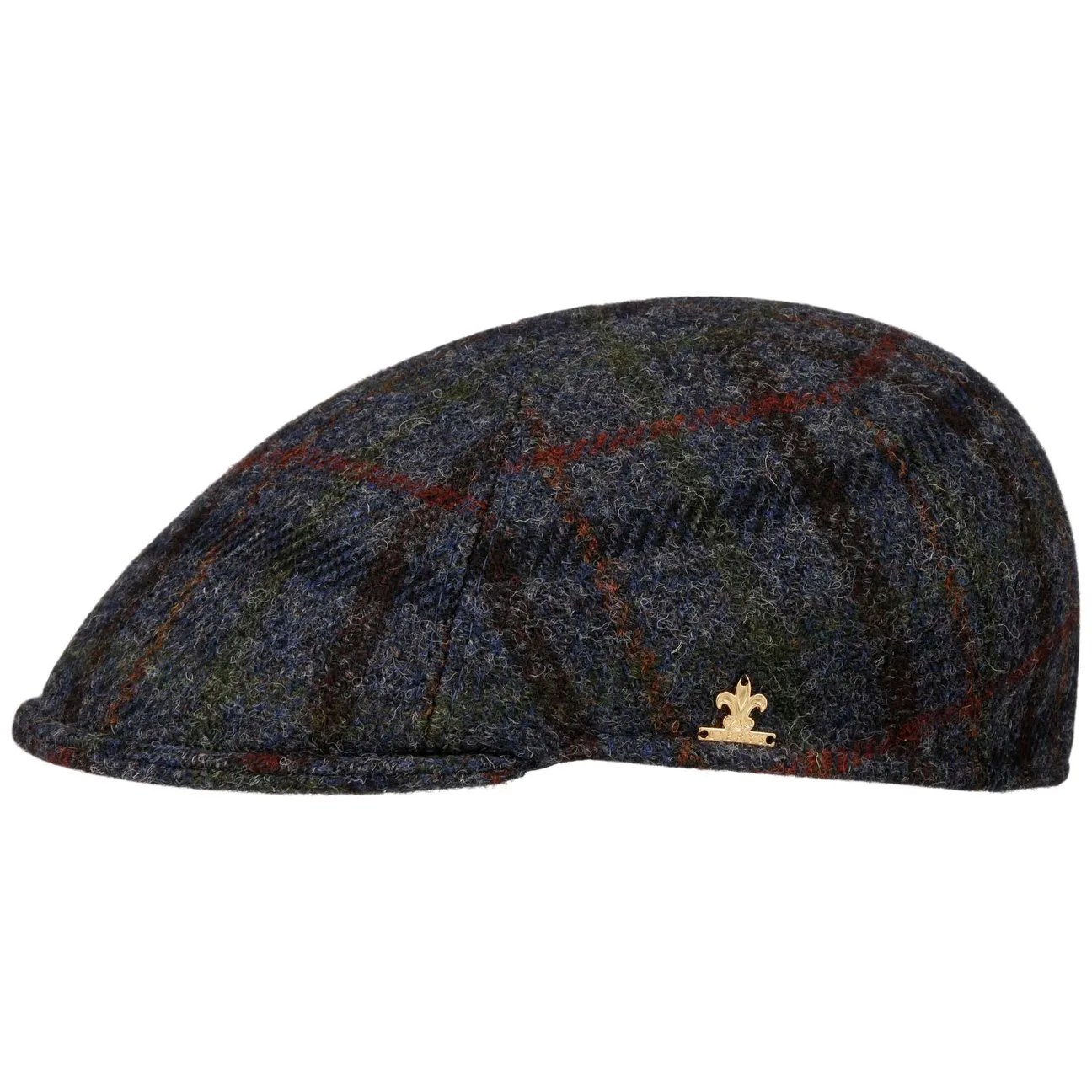 Harris Tweed Flat Cap by Gold - blue - Size: S (54-55 cm) - Lierys - FashionsVida