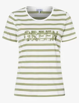 Shirt with Stripes and Artwork wit female