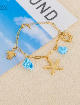 Summer Ocean Beach Charm Bracelet Anti fading Blue Enamel exquisite Bracelet for collocation Women - Aliexpress - FashionsVida
