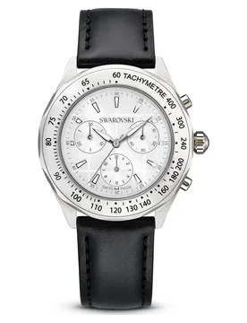 Orologio Dextera tachymetre, Fabbricato in Svizzera, Cinturino in pelle, Tono argentato, Acciaio inossidabile OS - Swarovski - FashionsVida