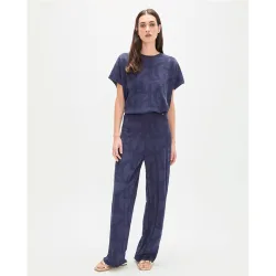 Pantalón recto de mujer en tejido tricot jaquard