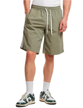 Short De Bain Board Patched Stripe Pale Olive 4XL - Urban classics - FashionsVida