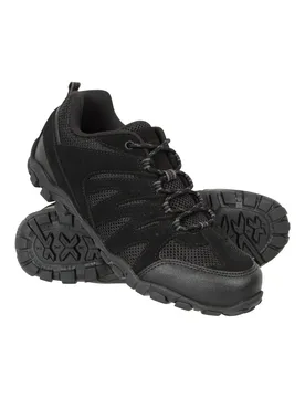 Outdoor Ii' Womens Hiking Shoes Suede Mesh Upper Rubber Outsole Trekking Footwear Black Synthetic Leather - Size Uk 8 - Mountain Warehouse - FashionsVida