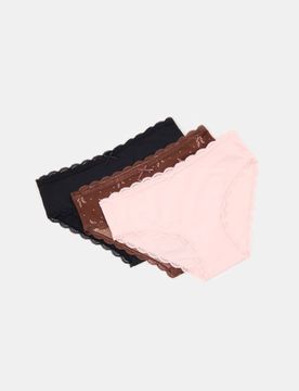 Slip in cotone con pizzo 3 pack - multicolor
