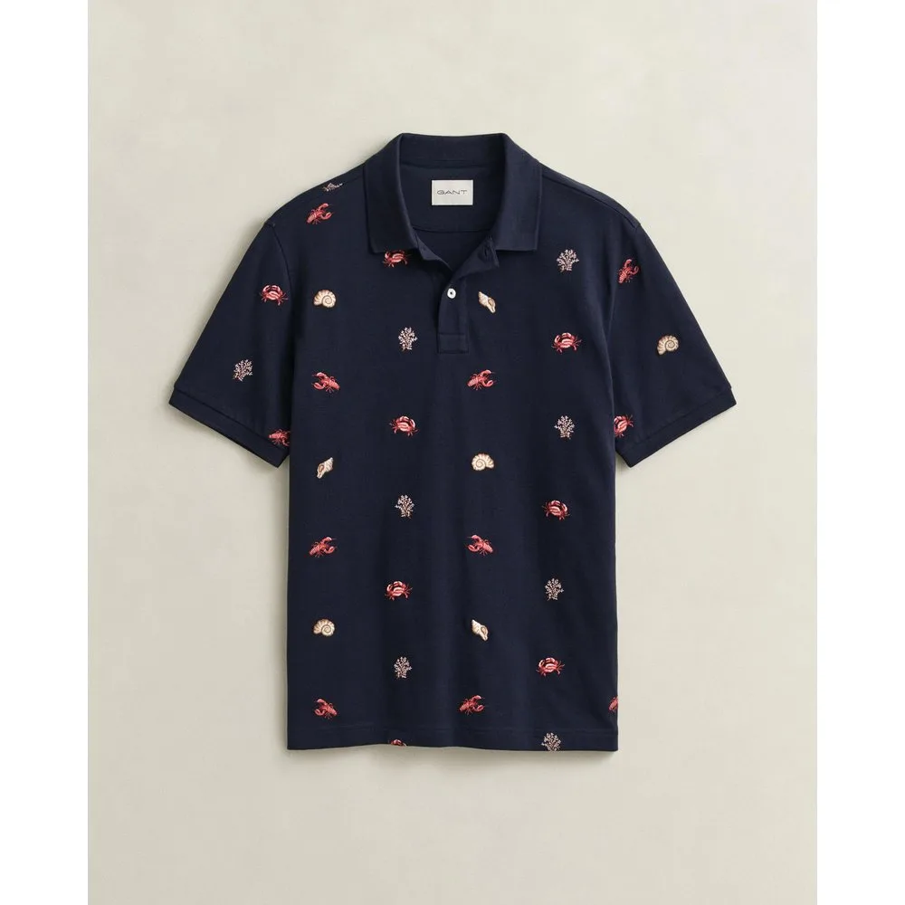 Polo de hombre bordado de manga corta - Gant - FashionsVida