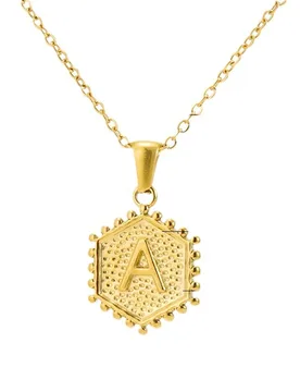 Vintage 26 A-Z Initial Letter Name Pendant Female Gold Color Stainless Steel Alphabet Hexagon Necklace for Women Jewelry Gift - Aliexpress - FashionsVida