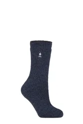 Women's 1 Pair SOCKSHOP 2.9 TOG Merino Wool Socks Navy Teal Twist 4-8 - Blue - Size: Small