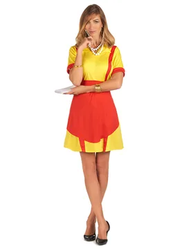 Kellnerin-Damenkostüm USA Diner rot-gelb - female - KARNEVAL-MEGASTORE - FashionsVida