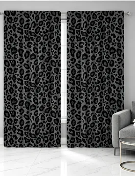 Piezas Cortinas de poliéster con estampado de leopardo negro semitransparente, diseño moderno para todas las estaciones, 100% poliéster, filtran la - Shein - FashionsVida