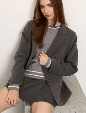 Gonna pantalone tinta unita con misto viscosa - grigio scuro