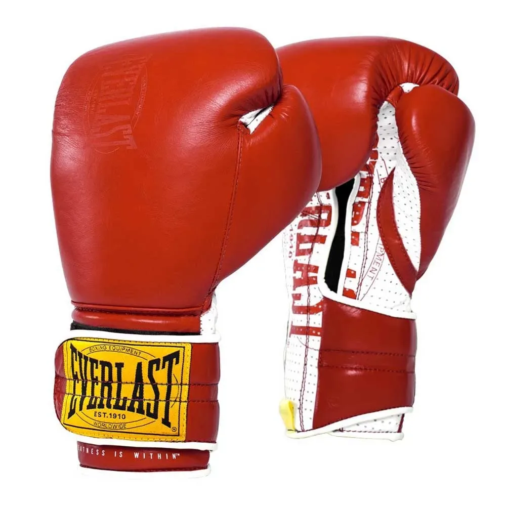 Gants De Boxe En Cuir Synthétique 1910 Sparring Hook&loop Red 16 oz - Everlast - FashionsVida