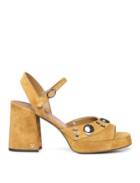 Sandalo con plateau in pelle crosta Nellcte
