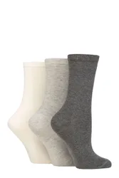 Women's 3 Pair Organic Cotton Ankle Socks Grey One Size - Grey - Size: One Size
