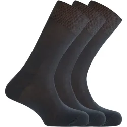 Pack de 3 pares de calcetines en algodón mercerizado de hombre cortos lisos en color gris