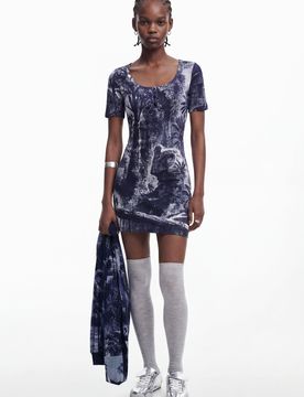Robe conçue par Mr. Christian Lacroix, Coton, Bleu, M