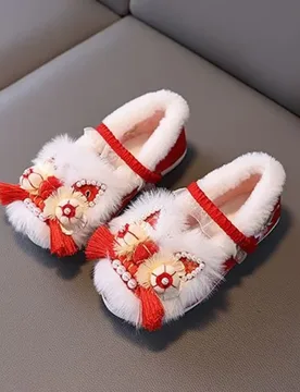 Winter Girls Chinese Tradition Tiger-Head Cotton Boots Soft Sole Low Top Slip On Plush Warm Hanfu Shoes Embroidered Shoes - Aliexpress - FashionsVida