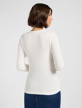 Slim Washed Waffle Henley Ecru Größe M female