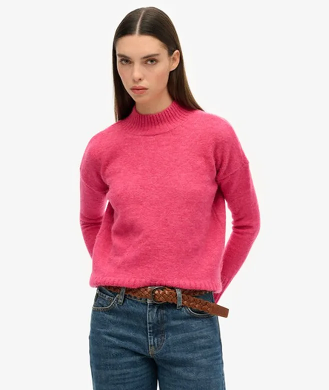 Superdry Damen Essential Pullover mit Stehkragen Pink - Größe: 36 - 69.99 - FashionsVida