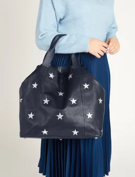 Leather Star Tote Bag Navy Mix female - Jones Bootmaker - FashionsVida