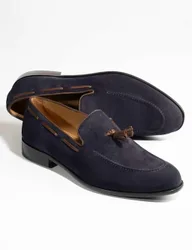 Suede Slip On Tassel Loafers Navy male