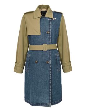 Trench In Drill Di Cotone E Denim /Verde