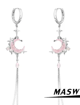 MASW Original Design Senior Sense High Quality Brass Thick Silver Plated Pink Moon Dangle Earrings For Women Girl Gift 2023 - Aliexpress - FashionsVida