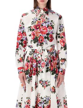 Floral Cotton Shirt with Knotted Front - Size 40
