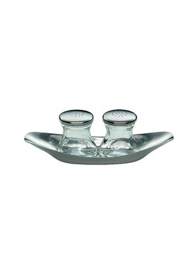 Salero y pimentero de 3 piezas Edition Prof. Wagenfeld Glas / Cromargan plata