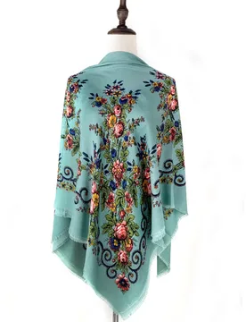 Printed cape with open beard large square scarf Russian Cloak Kazakh ethnic style headscarf shawl 120 * 120CM Poncho - Aliexpress - FashionsVida