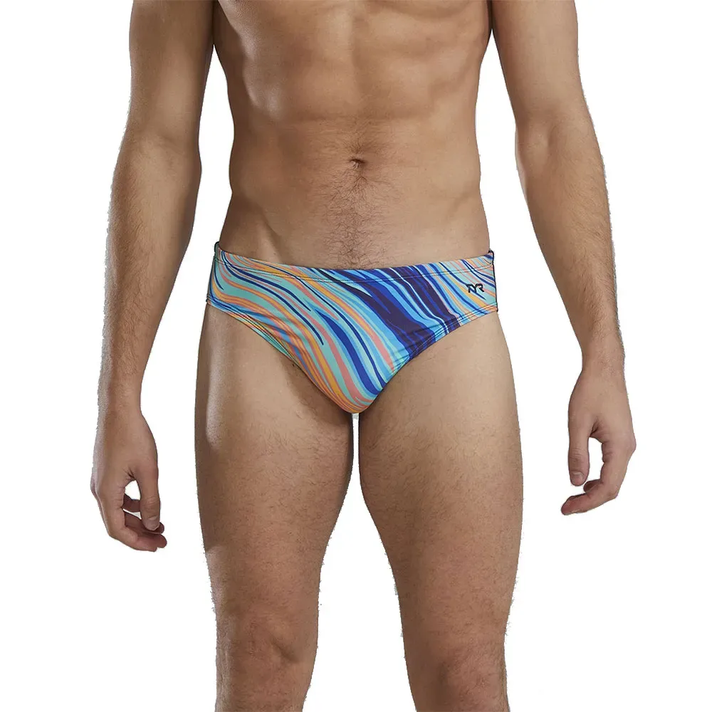 Durafast Elite Riptidal Swimming Brief Teal / Orange 28 Men - TYR - FashionsVida