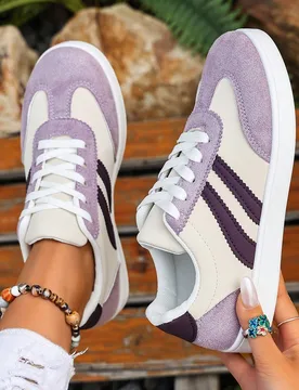 Par de zapatillas con cordones y punta redonda, zapatos planos y cómodos de cordones versátiles y casuales de suela baja para mujer - Shein - FashionsVida