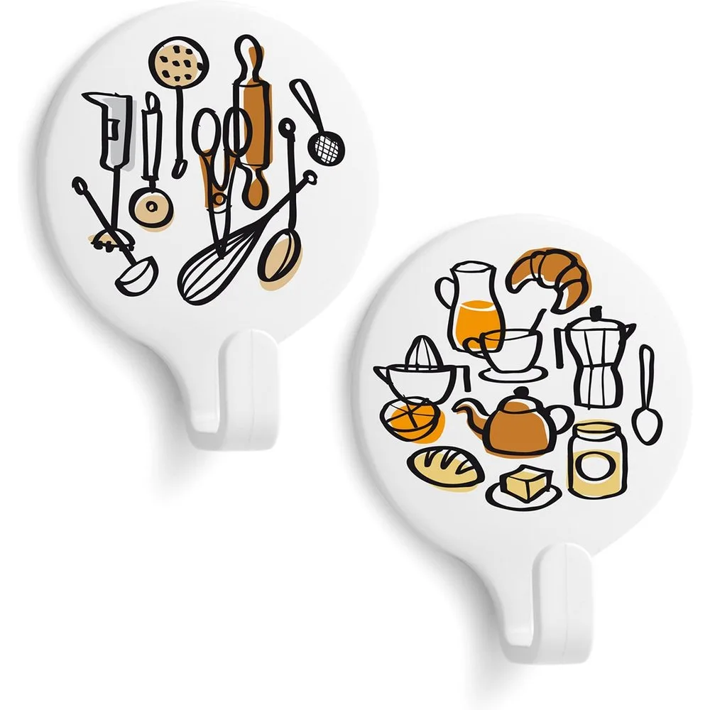 Colgador Adhesivo Circular Decorado Kitchen - 2 Uds - Inofix - FashionsVida