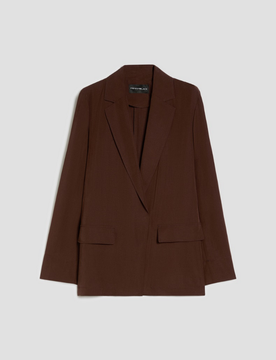 Blazer in blend di lino donna cioccolato