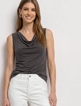 Silk-Look Top mit Wasserfall-Ausschnitt female Braun - Street One - FashionsVida
