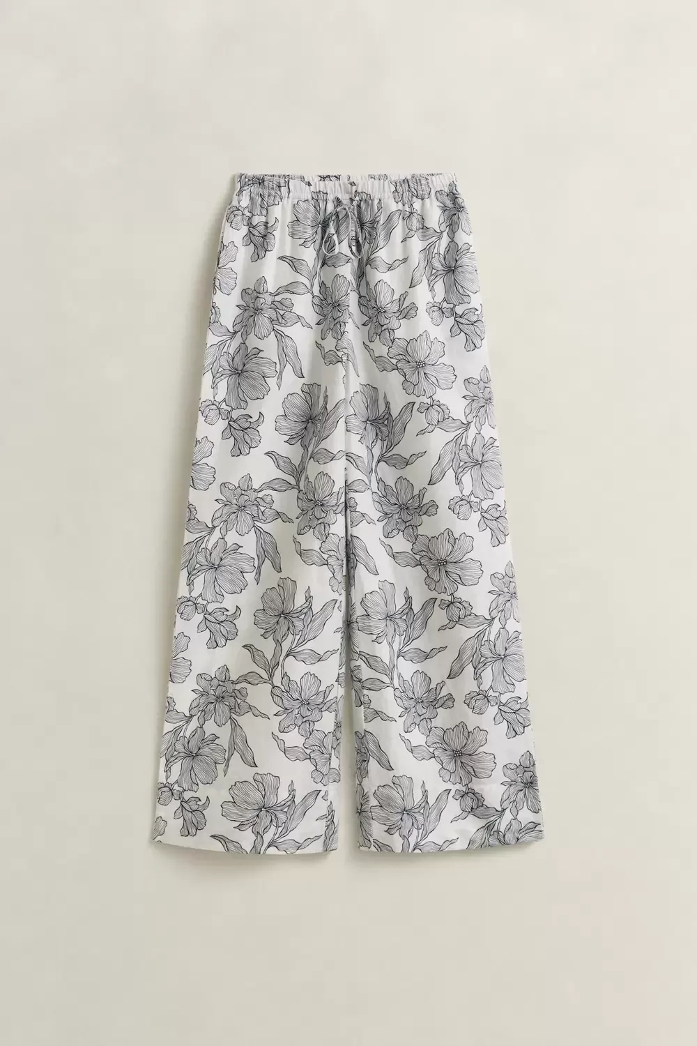 FLORAL PRINT LINEN PULL ON PANTS female - 40 - FashionsVida