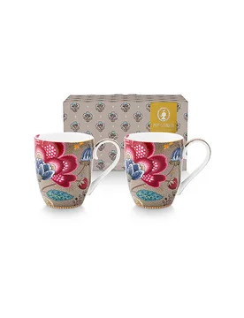 Juego de 2 tazas con asa de 450 ml XLarge BLOOMING TALES Fantasy Khaki camel - Studio - FashionsVida