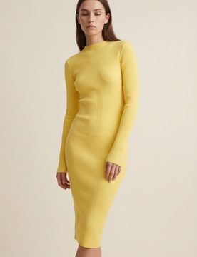 Abito in maglia a coste - giallo
