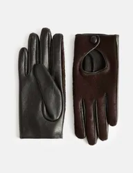 Hair On Leather Driving Gloves Burgundy Mix female