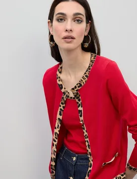 Cárdigan de mujer con rib a contraste animal print - Lola Casademunt - FashionsVida