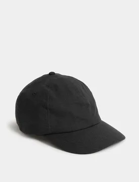 Linen Blend Baseball Cap Black male - M&S - FashionsVida