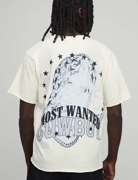 Herren Regular Washed Most Wanted Masken-T-Shirt Ecru Größe Medium - boohooMAN - FashionsVida