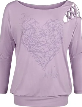 Langarmshirt - Modern Art Heart - S bis L - für Damen - Größe L - lila - Frauen - female - Full Volume by EMP - FashionsVida