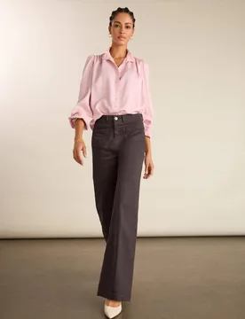 High Waisted Wide Leg Jeans Dark Brown female - Baukjen - FashionsVida
