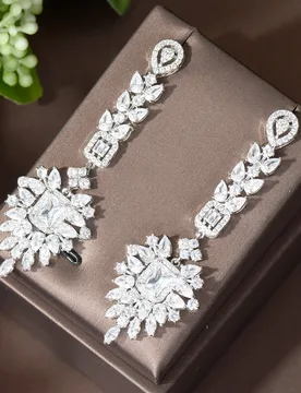 HIBRIDE Shiny White CZ Dangle Women Wedding Engagement Party Drop Earrings For Birdes Jewelry Accessories Bijoux Femme E-741 - Aliexpress - FashionsVida