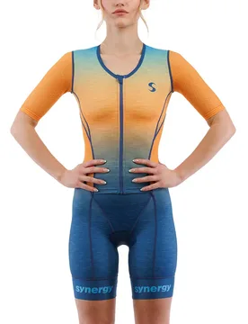 Trisuit A Maniche Corte Pro Orange Wave S - Synergy - FashionsVida