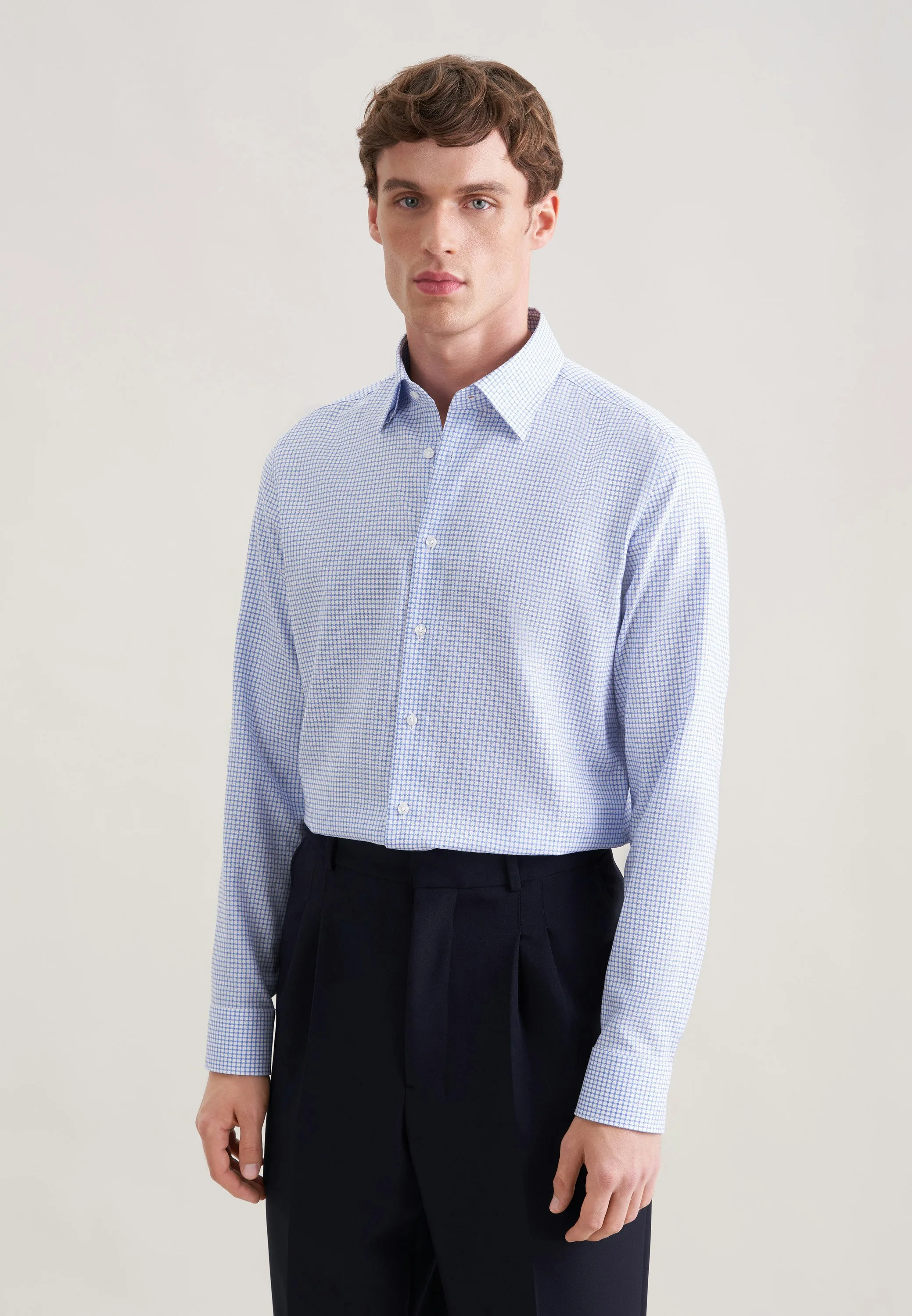 Slim Business Hemd Karo Blau 36 - Seidensticker.com - FashionsVida
